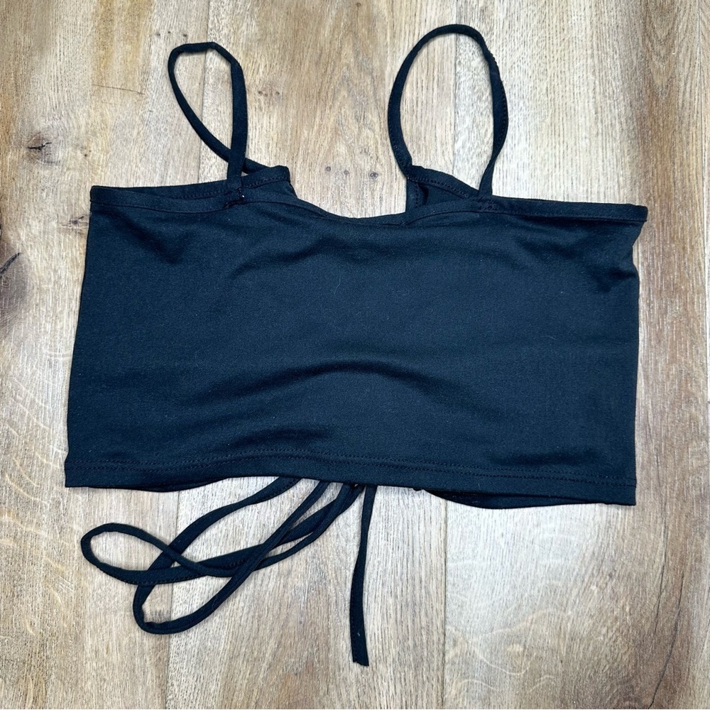 Capella Black Adjustable Scrunched Crop Top Size Small - Picture 5 of 9